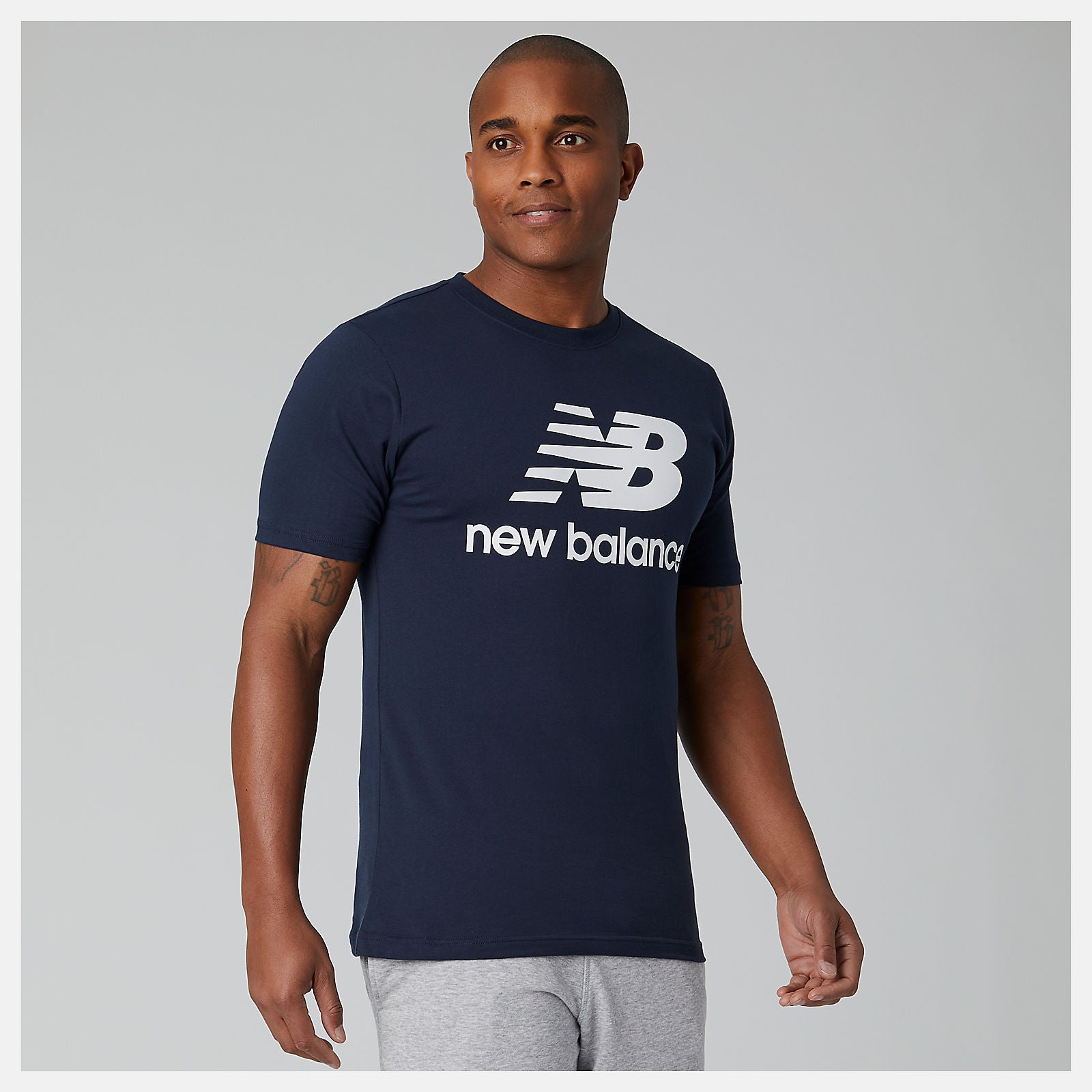 Essentials Stacked Logo Tee-Men | New Balance