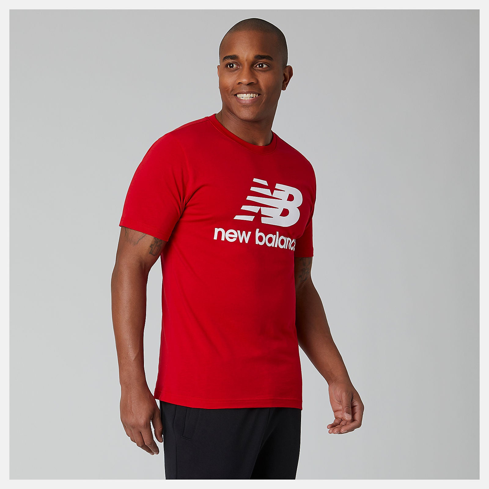 Essentials Stacked Logo Tee-Men | New Balance