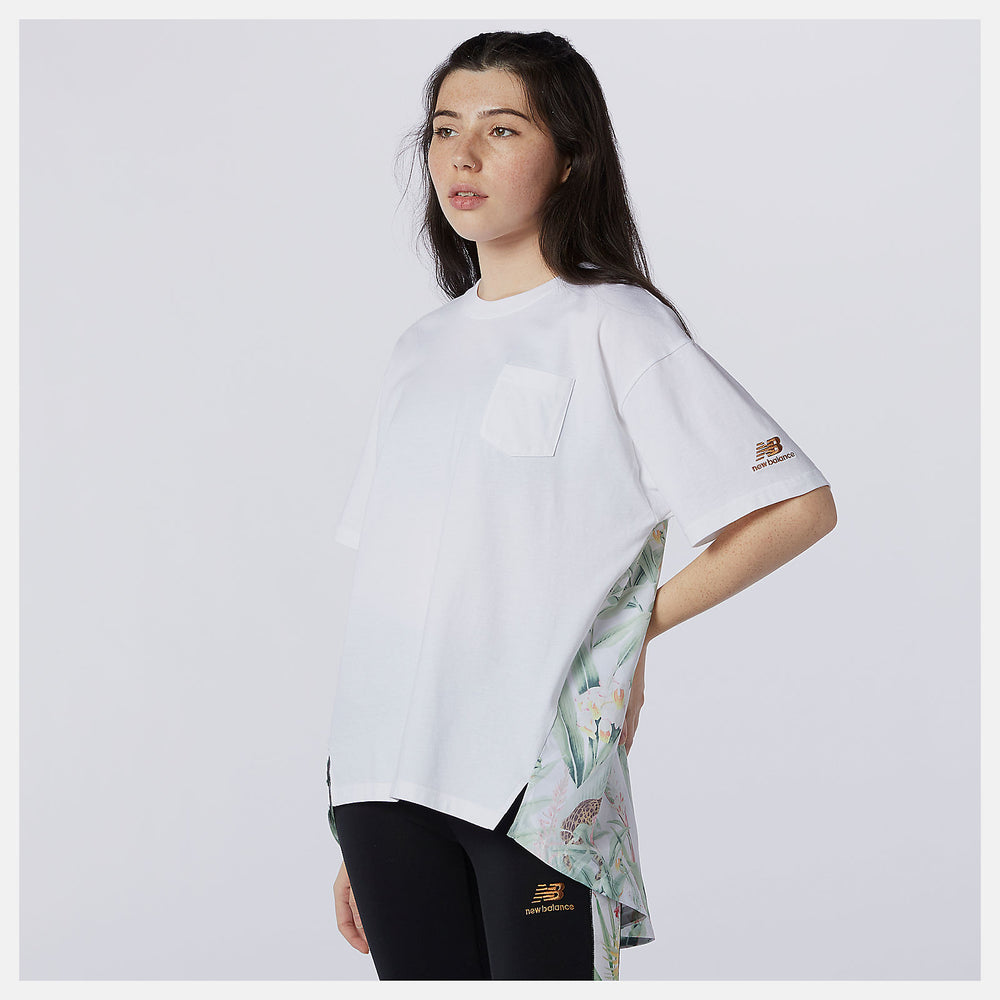NB Essentials Botanical Knit Woven Mix Tee-Women | New Balance
